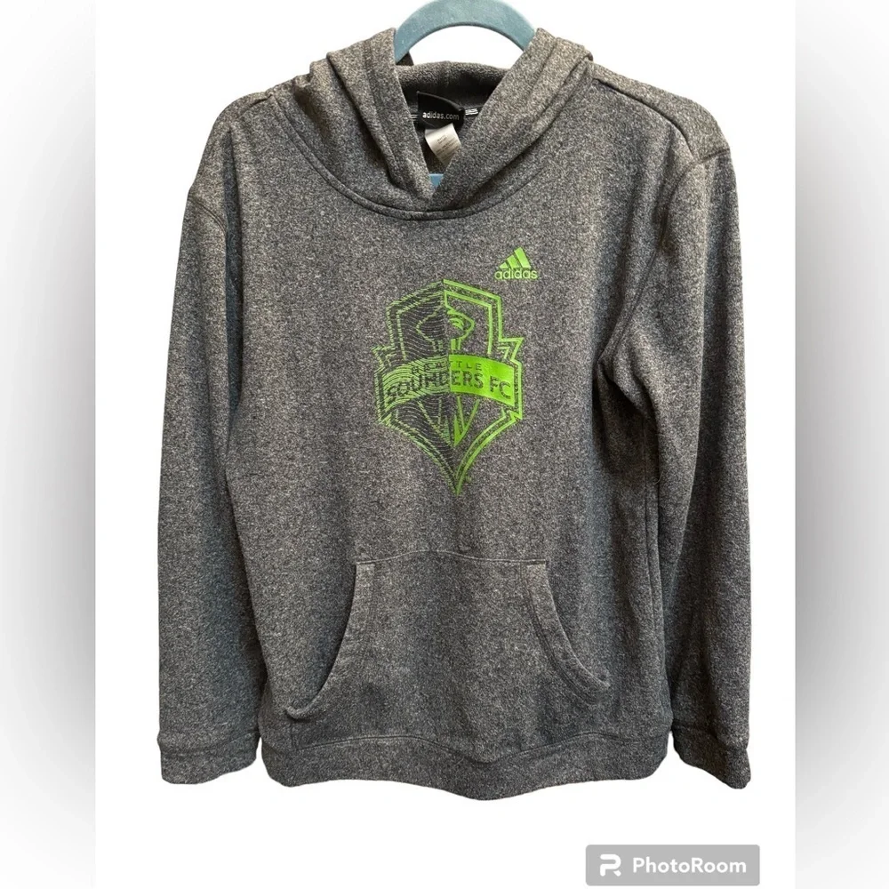 SEATTLE SOUNDERS WA Adidas Soccer hooded sweatshirt hoodie kids large 14/16 EUC
